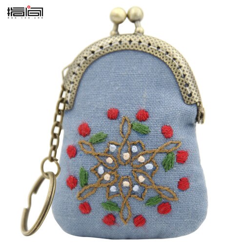 Embroidery Purse Making Kits Purse Frame Kiss Clasp Lovely Fowers Sewing Stitching Handmade Purse Girl: 8