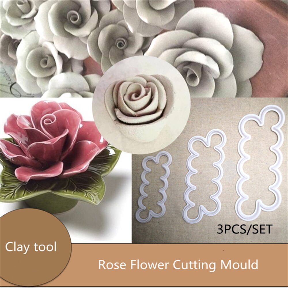 Molde de cerámica 3D, accesorios de herramientas de arcilla con flor de Rosa, molde de impresión para cerámica, trabajo hecho a mano