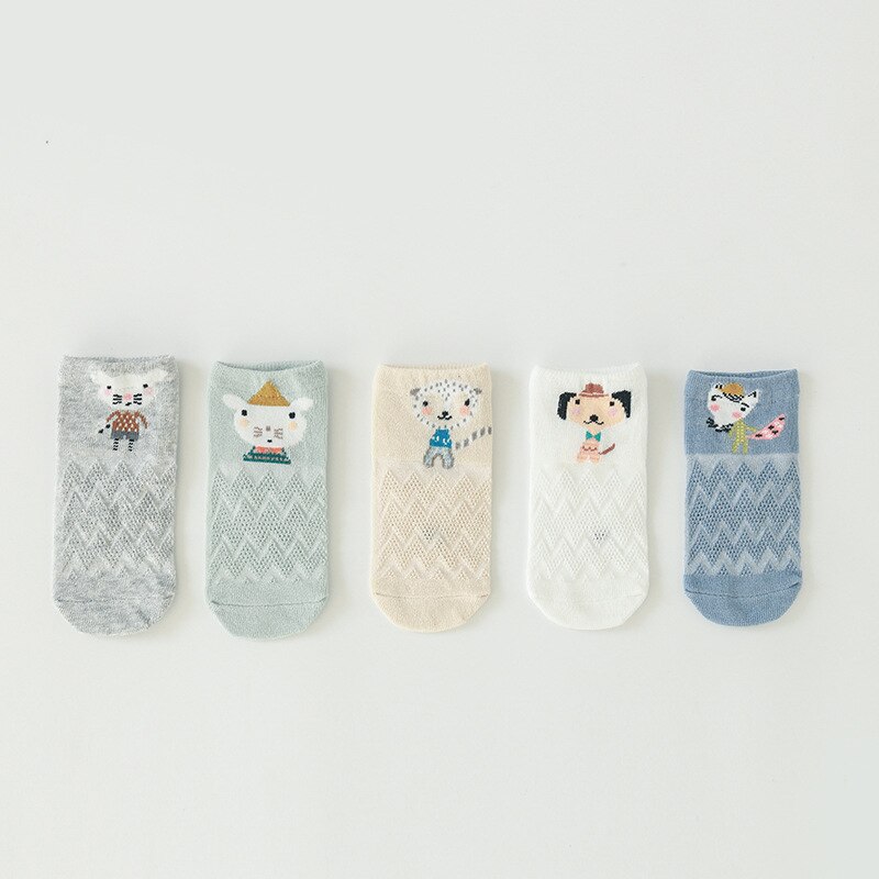 5Paare/viel Kinder&#39;s Socken Herbst Baumwolle Socken Mädchen 0-3Y Baby Karikatur Gittergewebe Socken Kinder Junge atmungsaktiv Socken umhauen Socke: 3 / 1-3Jahre