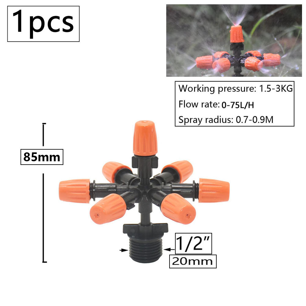 1/2" Mist Sprinkler 1/4/5/7-way Fog Sprinkler Nozzle Adjustable Misting Water Automatic Flower Watering Garden Atomizer: Red