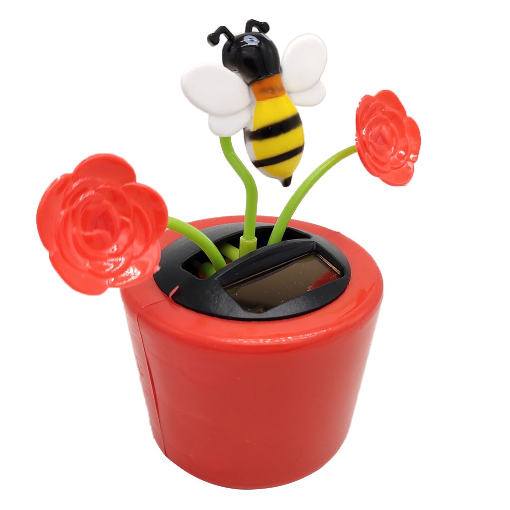 Solar Powered Rose Honey Bee Flower Dancing Doll Toy Home Decor