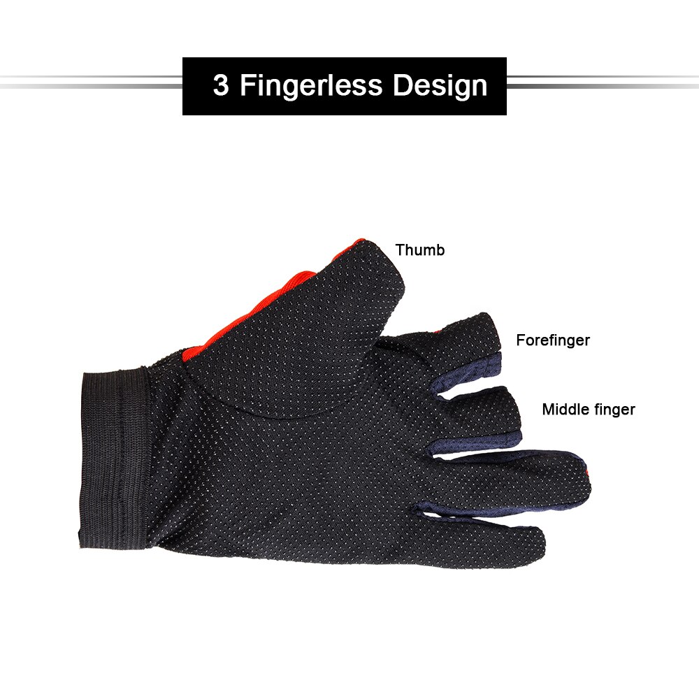 Guantes de pesca transpirables antideslizantes, de secado rápido, para deportes al aire libre, ciclismo, Camping y correr, 1 par de 3 guantes sin dedos