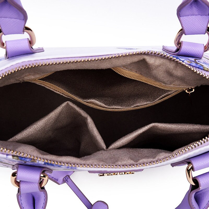 Zhierna kvinners pu lær håndvesker tote topp håndtak bag skulderveske for tenåringer jenter dame crossbody vesker blomstertrykk