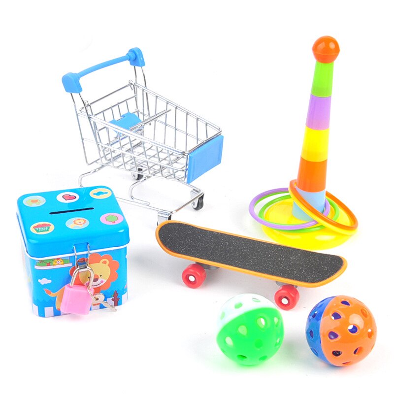 5/6/7 Pcs/Set Papegaai Speelgoed Interactieve Traning Vogels Speelgoed Puzzel Papegaai Speelgoed Set Skateboard Winkelwagen Bal vogel Activiteit Speelgoed: 6pcs set