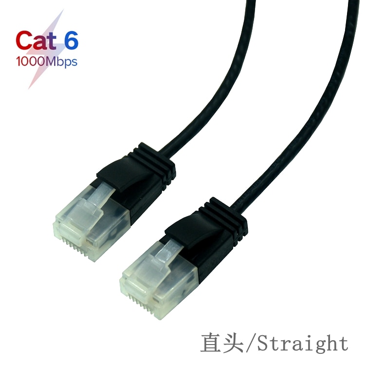 Ultradunne cat 6 ethernetkabel  rj45 links-rechts afgeschuinde utp netwerkkabel patchkabel 90 graden cat 6a lan korte kabel 25cm 1m 2m 3m: 3m / Ut -027- recht