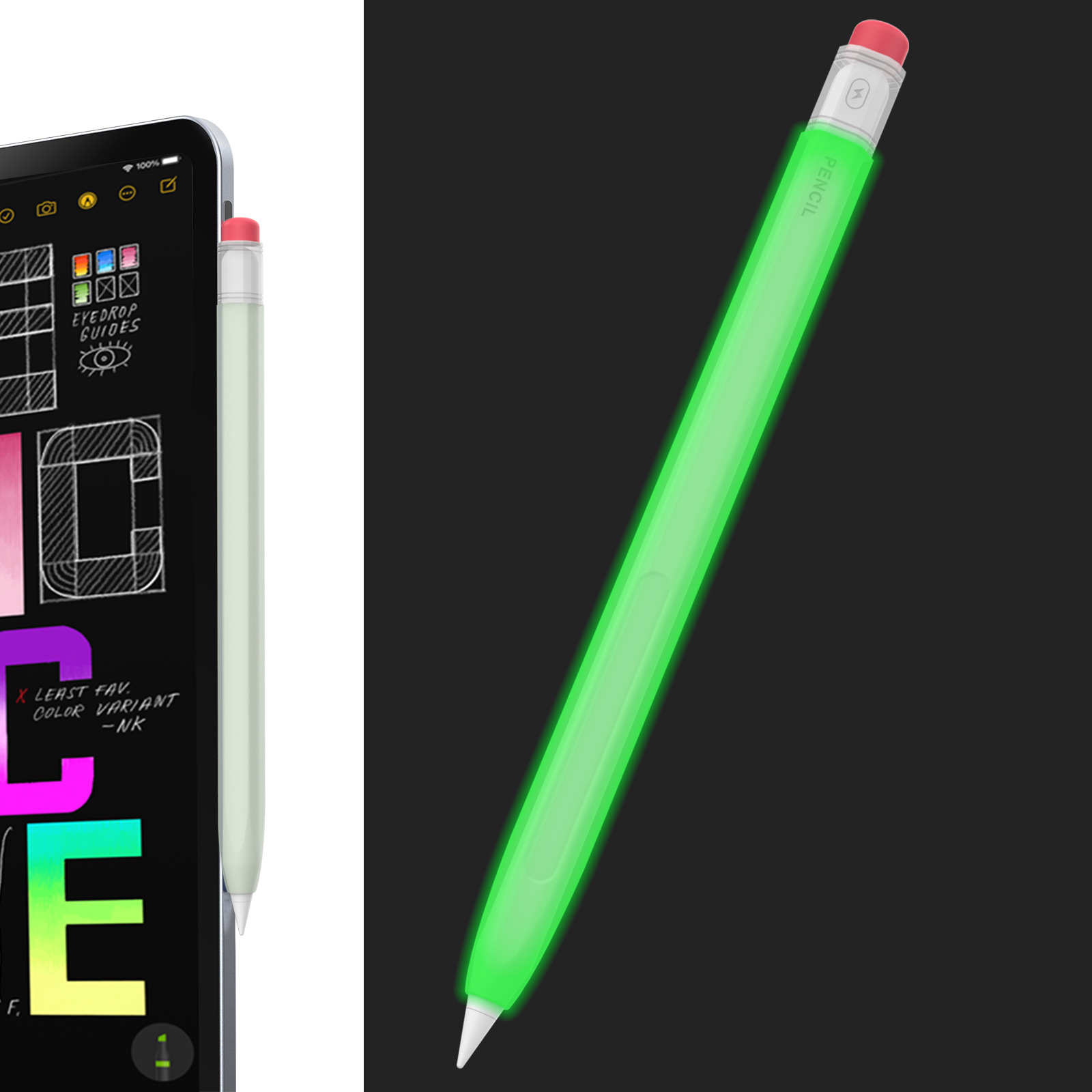 Pour Apple Pencil Pro/2e génération - Étui rétro transparent: Azur