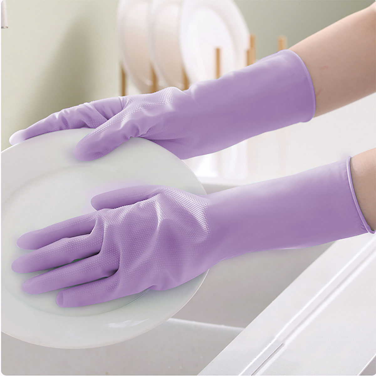 Household Gloves Non-slip Nitrile Gloves Kitchen Garden Laundry Dishwash Gloves Food Grade Protect Reuse