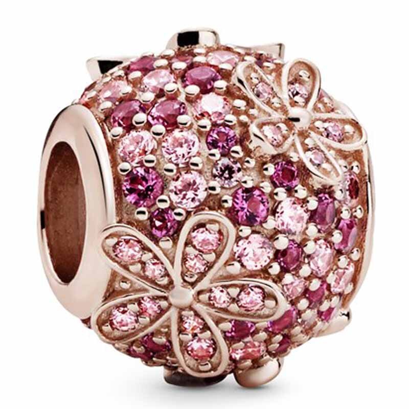 Pandora mosaico bola azul & claro encantado cinzelado elegância droplet charme 925 contas de prata esterlina ajuste pulseira jóias diy: PX00435-Rose