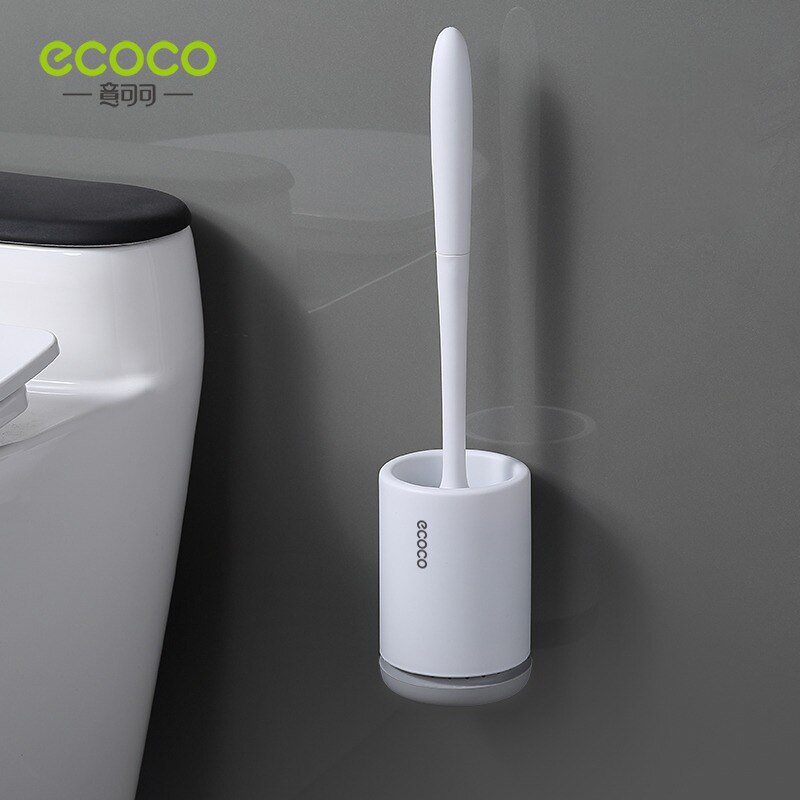 Ecoco silikone toiletbørste til wc tilbehør drænbar toiletbørste vægmonteret rengøringsværktøj sæt til badeværelsestilbehør til hjemmet: Grå vægophæng