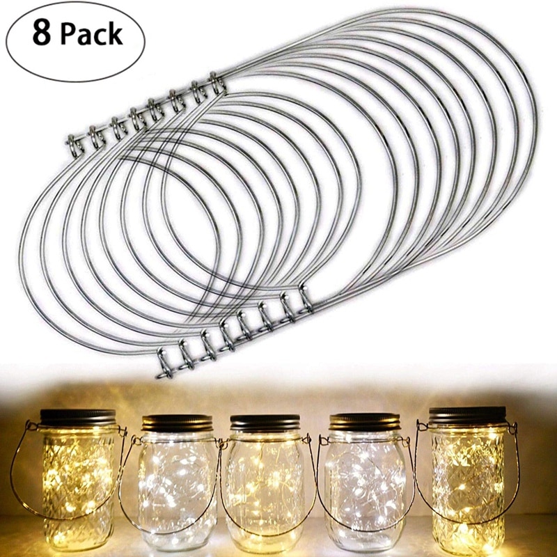 8 Pack Stainless Steel Wire Handles (Handle-Ease) for Mason Jar, Ball Pint Jar, Canning Jars, Mason Jar Hangers and Hooks for Re