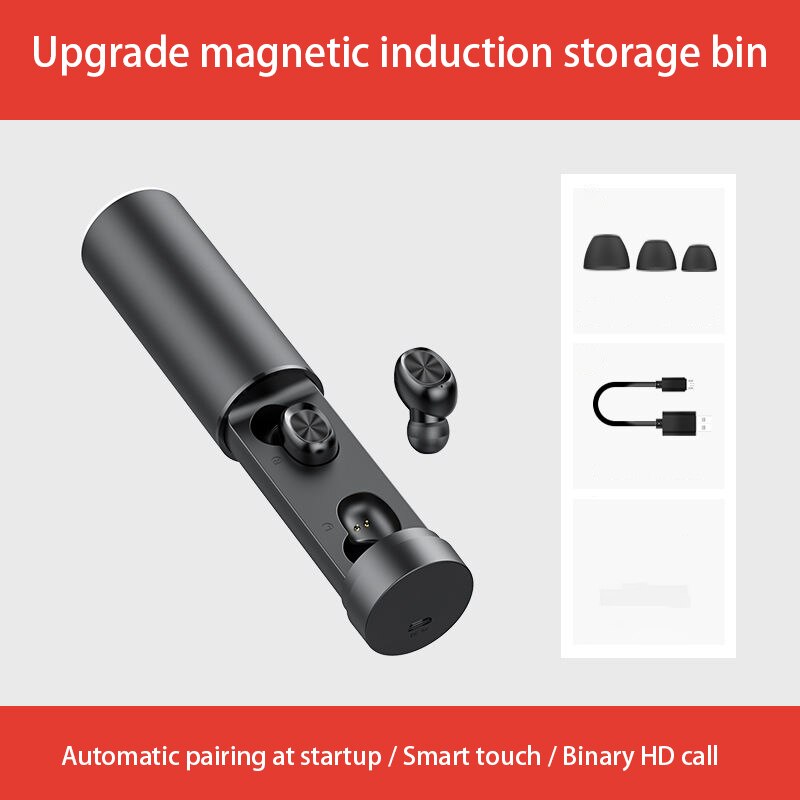 Wireless bluetooth headset binaural 5.0 small sports running universal stealth suitable for Apple Android vivoppo Huawei Univers: Flagship Black 5.0