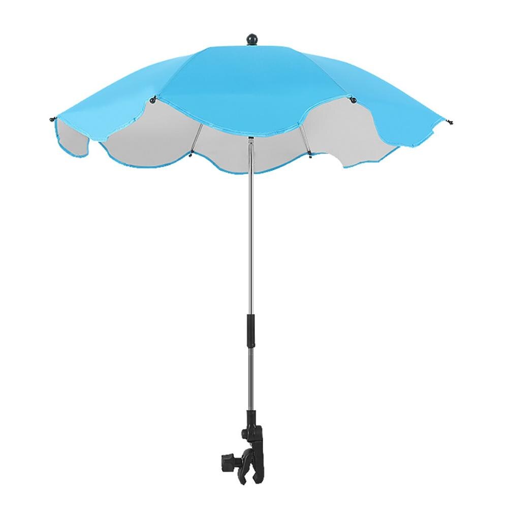 Universal baby barnevogn paraply skygge paraply uv parasol til klapvogn, klapvogn universal klemme solbeskyttelse paraply: Blå