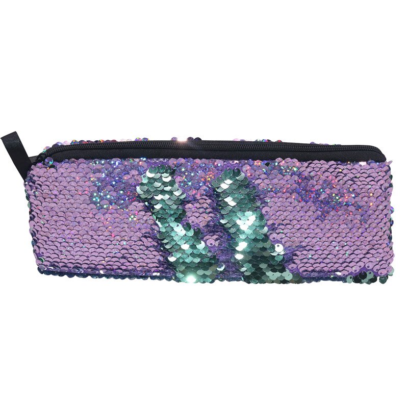 1 pcs Sequin Pencil Case Flash Magic Sequin Pen Bag School Supplies Girl Handbags Sundries Cosmetic Bag Multi-function Bag: 1 pcs purple