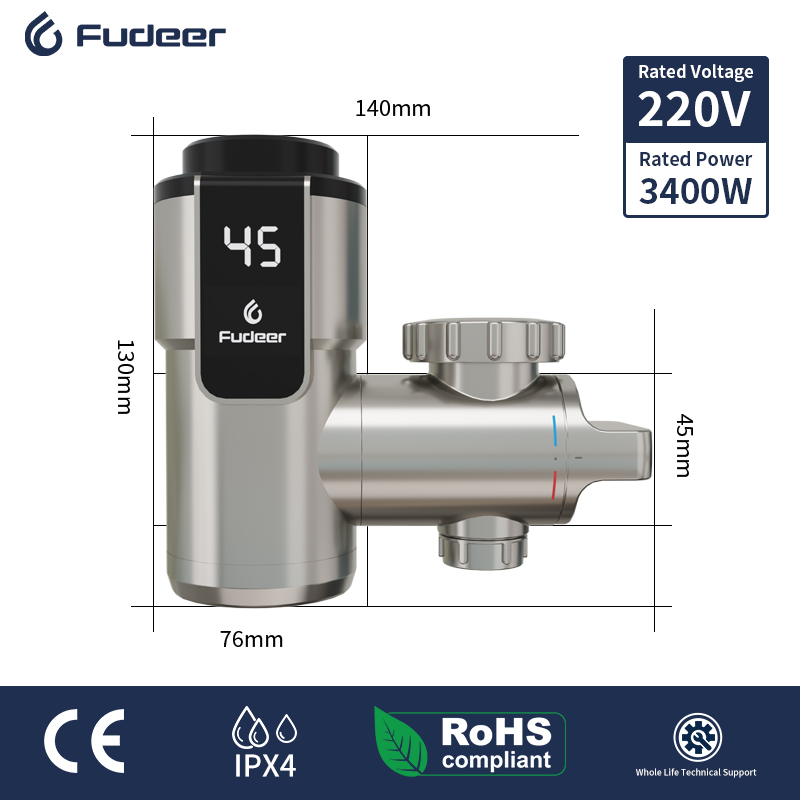 Fudeer 220V Water Heater Bathroom Accessories Electric Water Heater Kitchen Faucet Conector Instant Water Tap Adapter