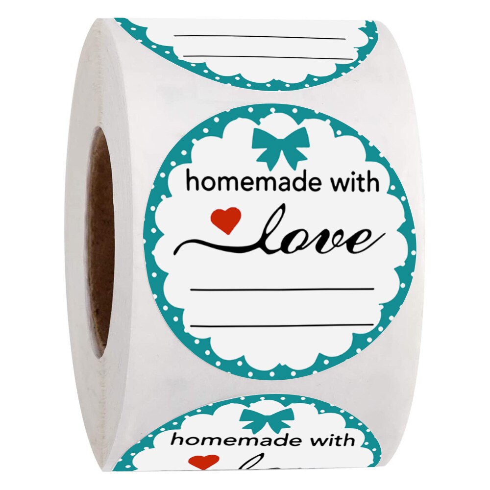 500Pcs/Roll Thuis Gemaakt Met Liefde Stickers Seal Labels Voor Familie Hand Made Decor Sticker Labels Voor bruiloft Envelop: 100Pcs