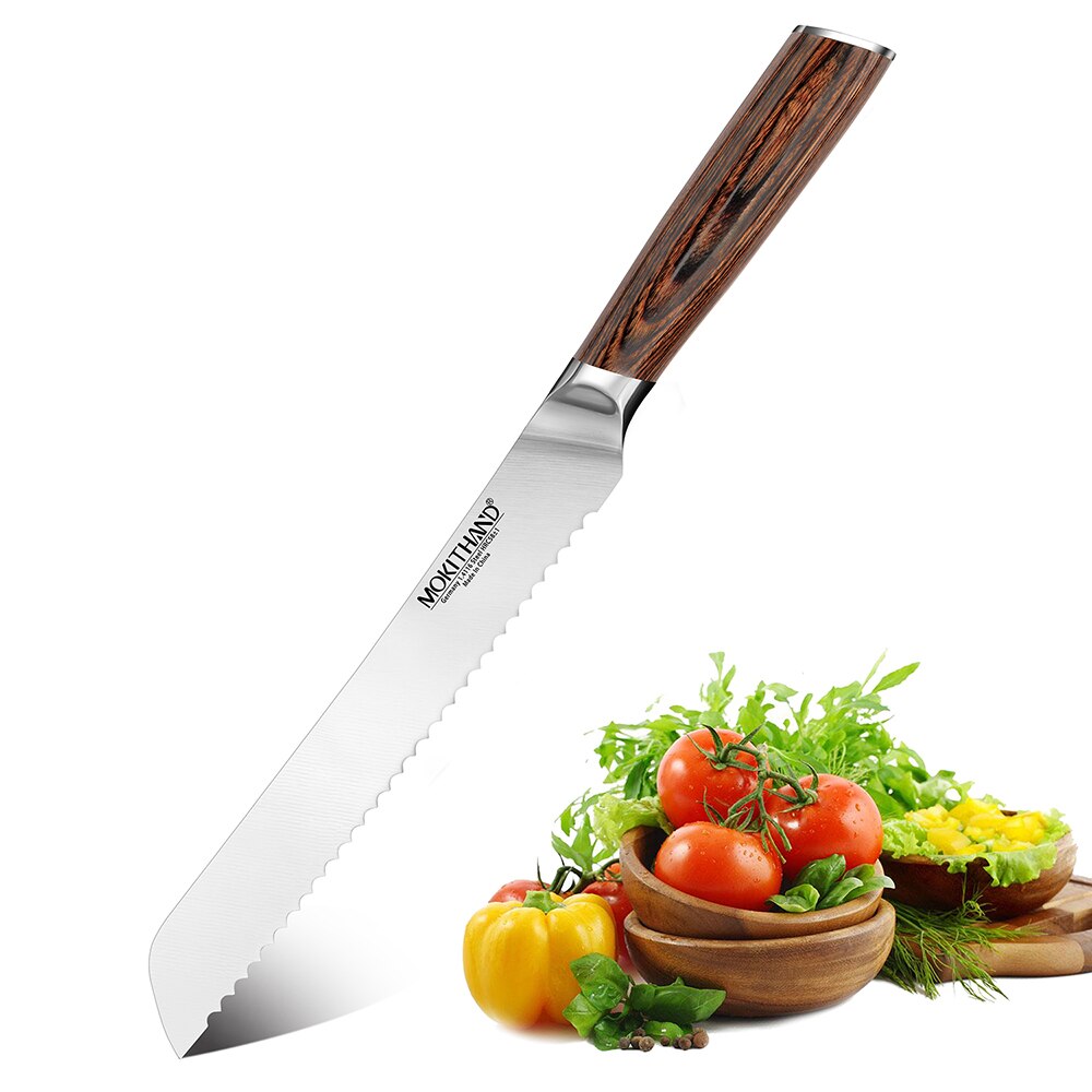 5 st kökskniv japanska kockknivar tyskland 1.4116 stål vassa grönsakssantoku brödkniv för matlagning: 8.0 brödkniv
