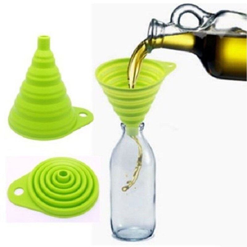 Mini Foldable Cute Kitchen Home Food Grade Silicone Folding Telescopic Funnel Colanders Strainers