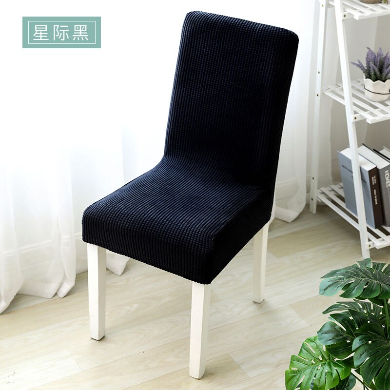 Einfarbig Stuhl Abdeckung Gestrickte stoff Stretch Elastische Hussen Stuhl Abdeckungen Für Esszimmer Küche Hochzeit Bankett Hotel: black