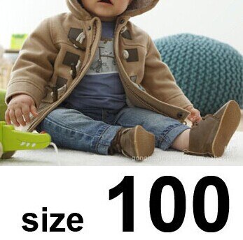 Boys Winter Warmer Clothes 2 Color Kids Outerwear Coat For 1-3 Yrs Baby Thick Clothing Children Hooded Jacket: Browm 100