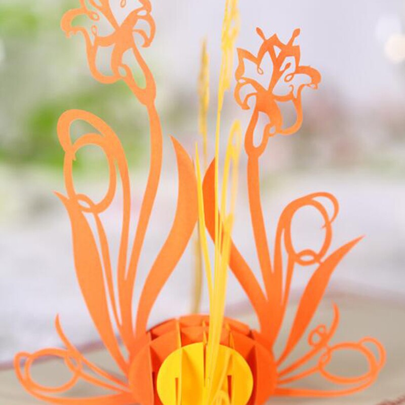 DIY Handmade Greeting Card Three-dimensional Greeting Card 3D Flower Happy Birthday Postcard with Envelope