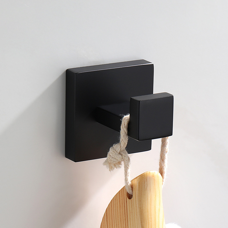 Zwarte Badkameraccessoires Rvs Set Wandrek Handdoekrek Handdoekhouder Kleding Haak Toiletborstel Hanger