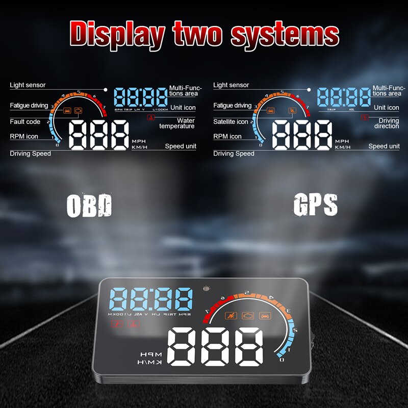 Head-up Display 4 "Universal Car Hub OBD2 / GPS Display Car Projector Car Speed Windshield Navigation OBD Speed Meter Hud D2500