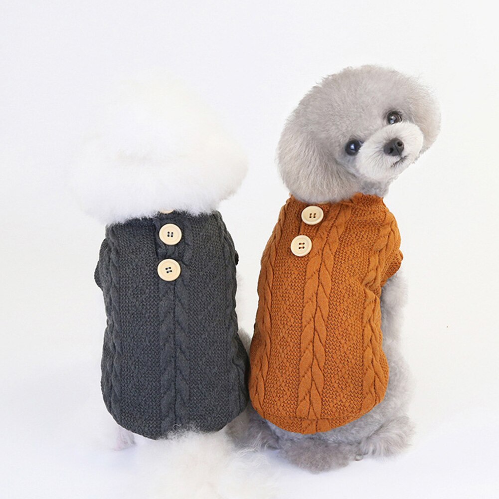 Varm kæledyrstrøje vintertøj striktrøje vinter efterår varm hund hvalpevest sweater strikket tøj dyrekostumebeklædning