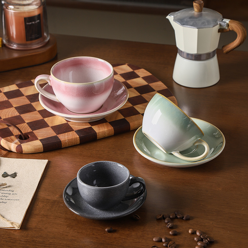 Ceramiczny zestaw filiżanek i talerzy robić kawy w stylu retro, kreatywne, chińskie filiżanki śniadaniowe, popołudniowa herbata, naczynia robić picia