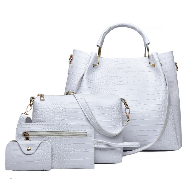 Dames Handtas 4-delige Set Dames Schoudertas Mode Tas Vintage Leren Tas Grote Capaciteit Handtas Met Hellende Schoudertas: Beige