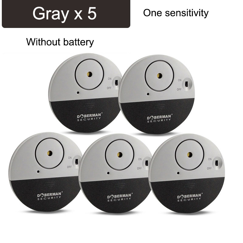 1-5pcs Door Window Security Alarm Ulrta-Slim Warning Wireless Alarm Vibration Sensor for Home Security Protection Alarms System: A Gray 5Pcs