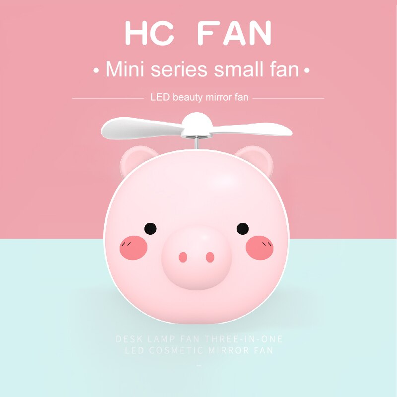 3 In 1 Uitgerust LED Make-Up Spiegel met Ventilator voor Zomer Hand Nachtlampje Spiegel Flexibele Pocket Spiegel Draagbare