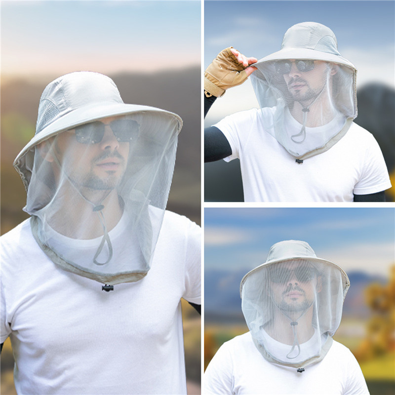 Outdoor Fishing Cap Anti Mosquito Insect Hat Fishing Hat Bug Mesh Head Net Face Protector Camping Hats Fishing Cap