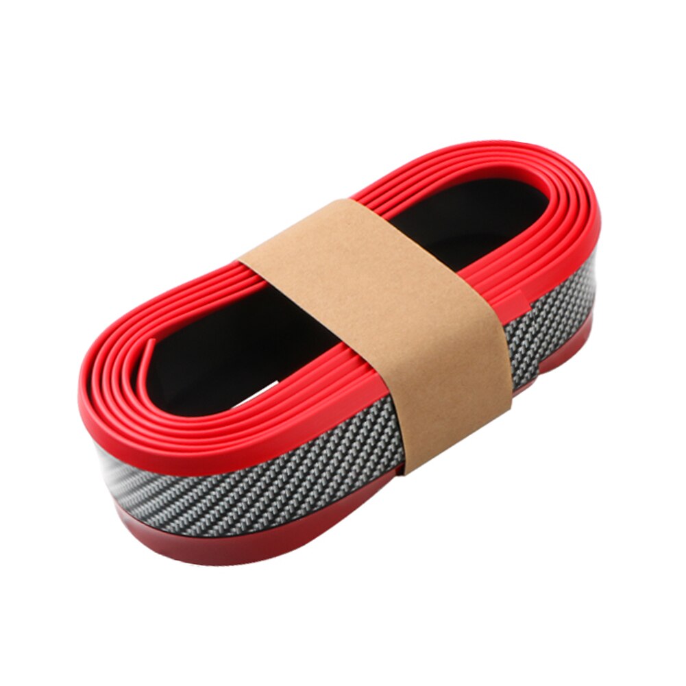 2.5m Universal 3D Rubber Car Auto Front Bumper Lip Protector Carbon Fiber Look Body Kit for Car Safety Protection Accessaries: Red