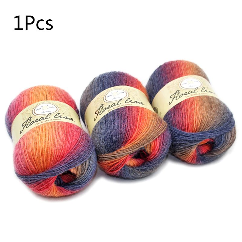 Weichen Kammgarn Garn Regenbogen Gradienten Farben DIY Baby Stricken Wolle Schal Schal Häkeln Gewinde Liefert: Blau