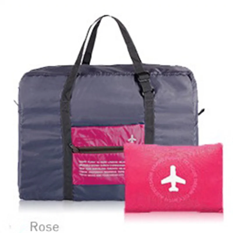 Foldable Motorcycle WaterProof Bag Large Capacity Travel Bags Hand Luggage Packing Organizer Set: Pink
