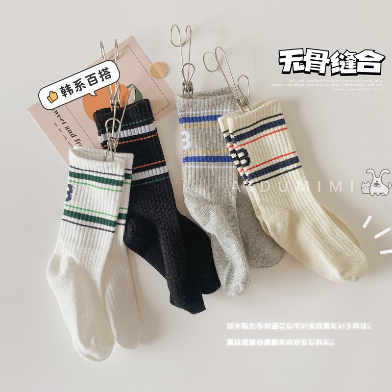 4Pairs Kids Cotton Socks Spring Autumn Sports Socks Boys Girls Middle Tube Socks for Women