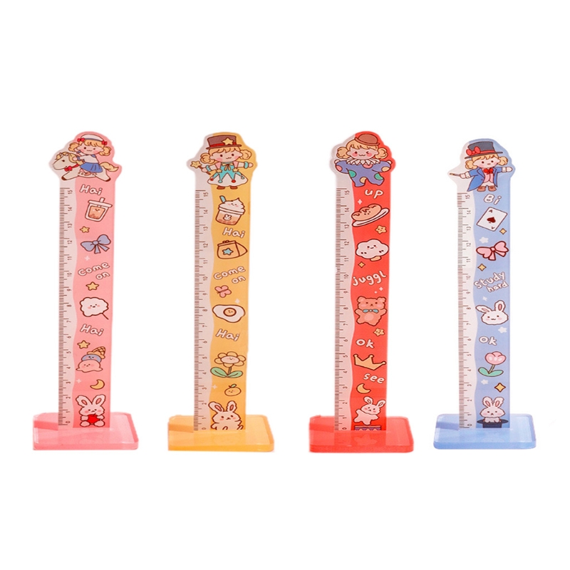 Plastic Ruler Straight Ruler Plastic Measuring Tool Compatible with Student School Office Blue/Pink/Red/Yellow