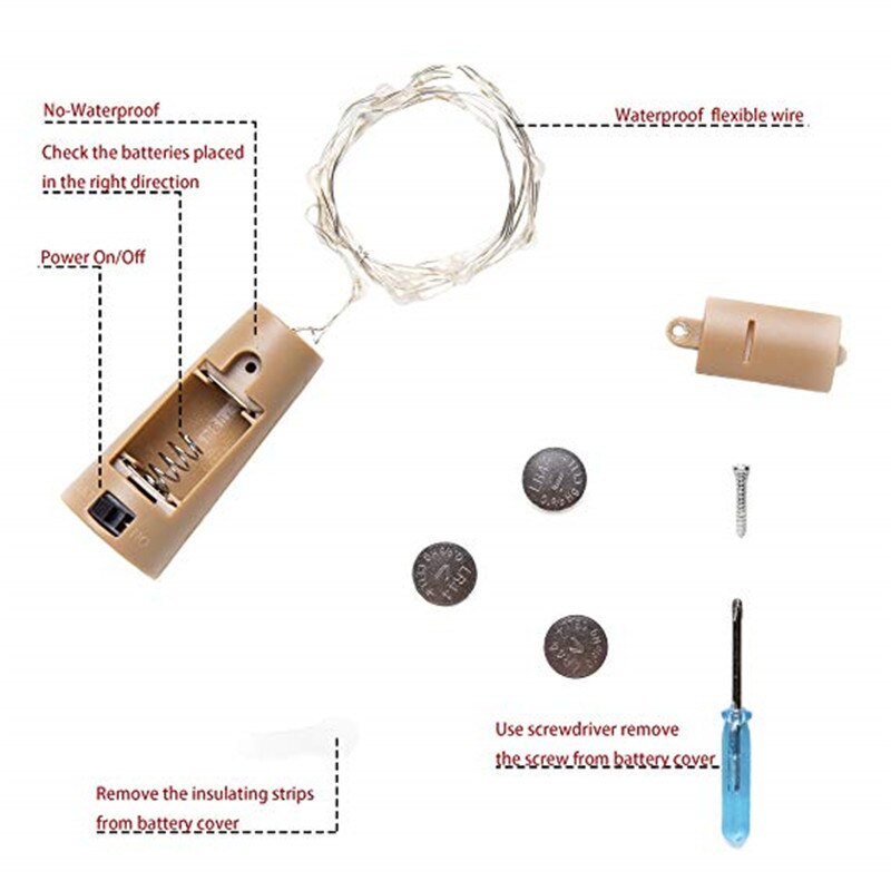 1M 2M Wine Bottle Light Cork Shape Battery Copper Wire led String Lights for Bottle DIY LED Bulbs Outdoor Christmas Tree Wedding