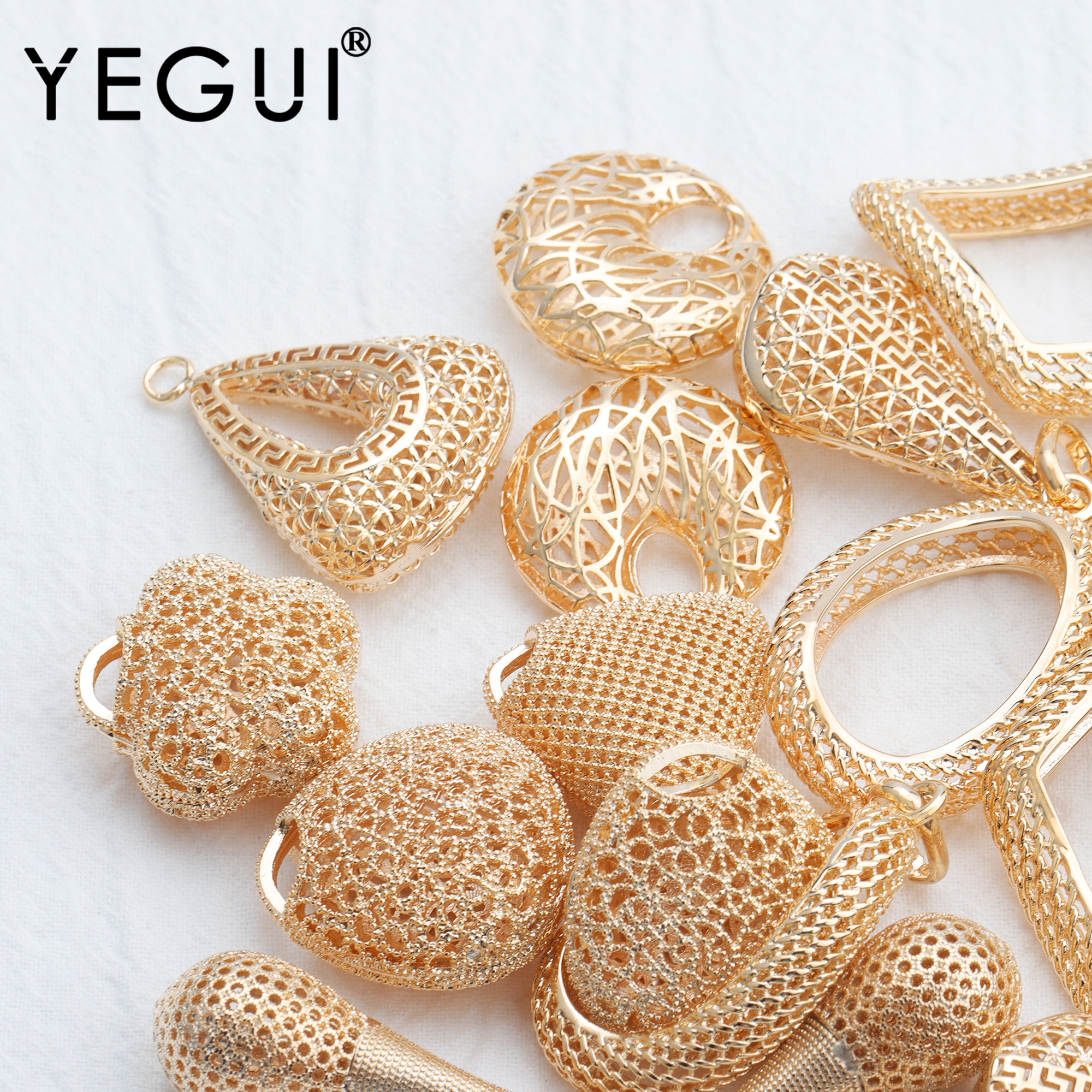 YEGUI M831, accessori dei monili, 18k oro placcato, 0.3 micron, ciondolo fai da te, fatto a mano, fascini, fascini di diy orecchini, monili che fanno, 6 pz/lotto