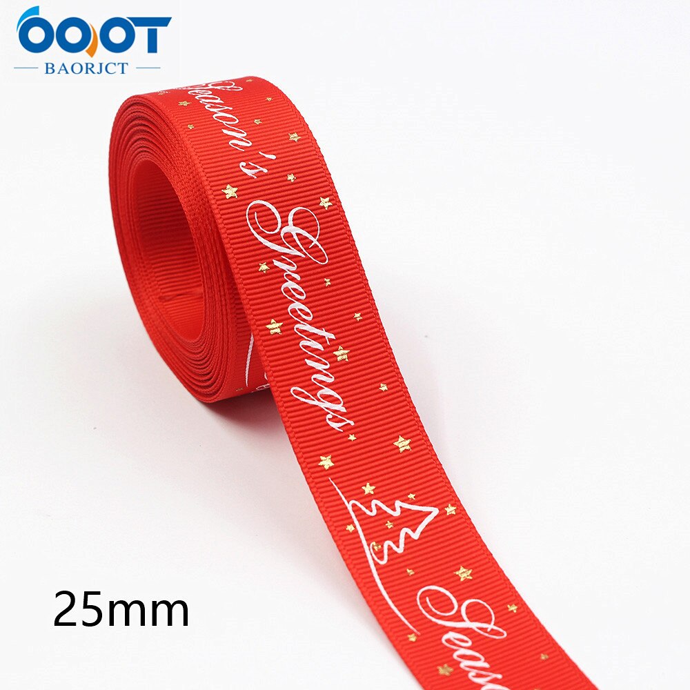 Kerst Lint 10 Yards Gedrukt Grosgrain Organza Satijnen Linten Metallic Glitter Stof Linten 20702: 13