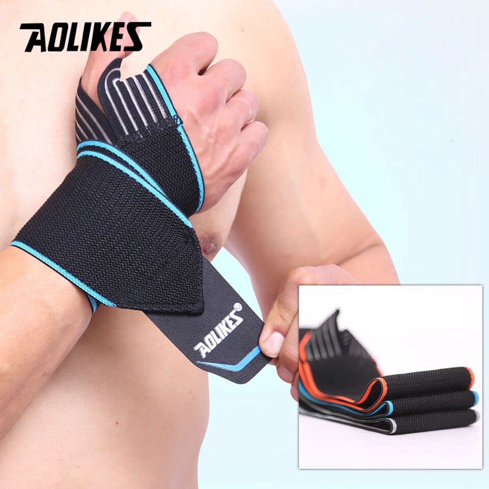1 stk håndledsstøtte elastisk sport bandage gym armbånd fitness styrkeløft vægtløftning træning sikkerhed åndbar beskyttelse: Blå