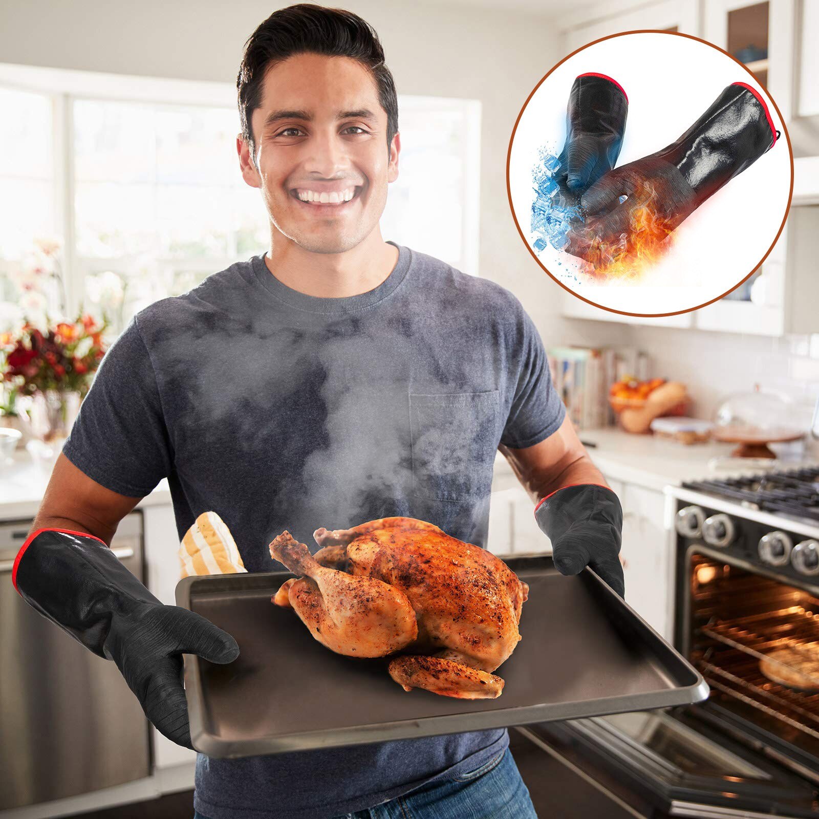 Bbq handsker 14 tommer til håndtering af varm mad lige i din frituregryde 1pc anti-lyse ildfarve hold handsker brandsikre nomex handske