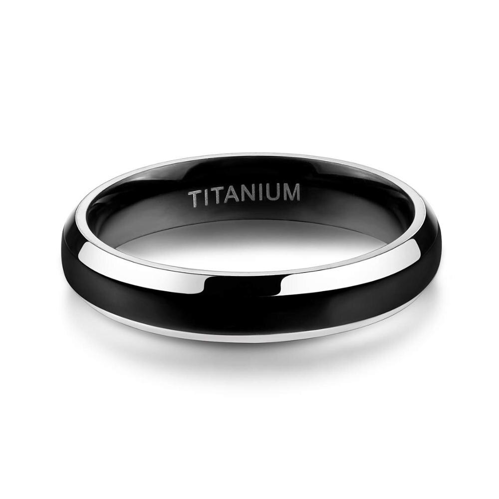 Eamti Zwart Titanium Ring 4Mm Dunne Gepolijst Wedding Band Stijlvolle Engagement Unisex Ringen Voor Vrouwen Mannen Anillos Mujer Maat 4-13