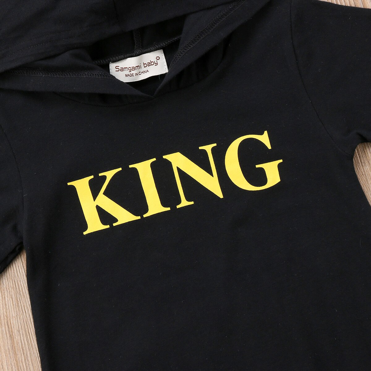 Fahion Boy Newborn Infant Baby Boy Kid King Short Sleeve Hooded Romper Jumpsuit Clothes Outfits 0-24M