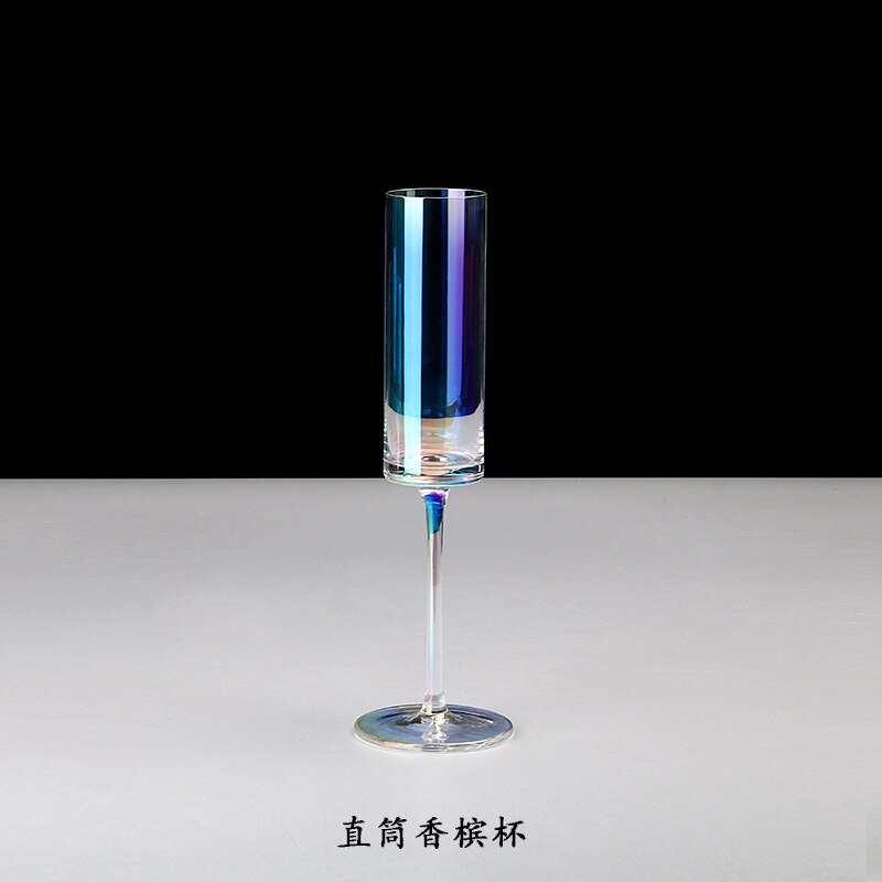 Rainbow Plating Goblet Wine Glass Crystal Cocktail Glasses Champagne Flute Brandy Glass Drinking Cup Stemless Egg Party Supplies: Champagne Flute 2
