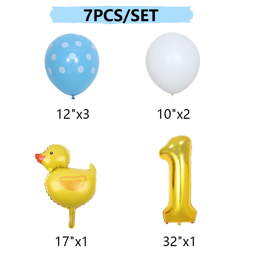 7Pcs Mini Duck Foil Balloons Set 32inch Gold Number Balloon for Kids Birthday Party Baby Shower Decoration Supplies
