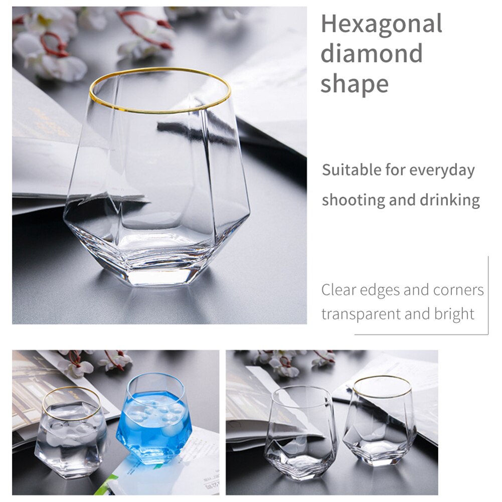 Geometric Whiskey Glass Transparent Home Juice Cocktail Glass Martini Glass Ice Rink Drink March