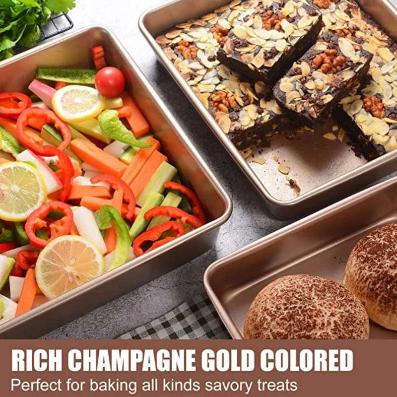 Bandeja para hornear de acero al carbono, horno específico, placa para hornear antiadherente Rectangular, bandeja de fondo plano, bandeja para pasteles al vapor