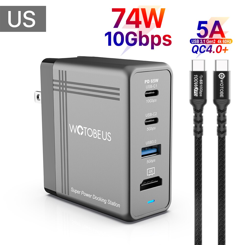 USB C Dock Integrated Charger Adapter supply 65W 20W,Switch Dock Switch OLED, Covert Dock Switch for Android Smartphone Tablet: US and Cable