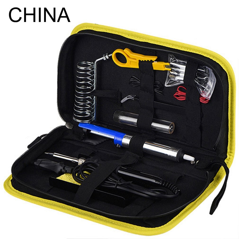 Soldering Iron Kit Adjustable Temperature 220V 80W LCD Solder Welding Tools Ceramic Heater Soldering Tips Desoldering Pump Set